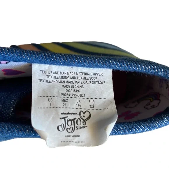 JoJo Siwa High Top Rainbow Denim Sneakers with Bow Size 1 Nickelodeon Girls - Picture 7 of 9